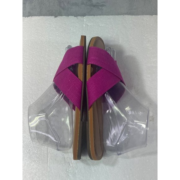 Old Navy womens size 8 Pink Linen Cross Strap Sandals - Picture 8 of 16